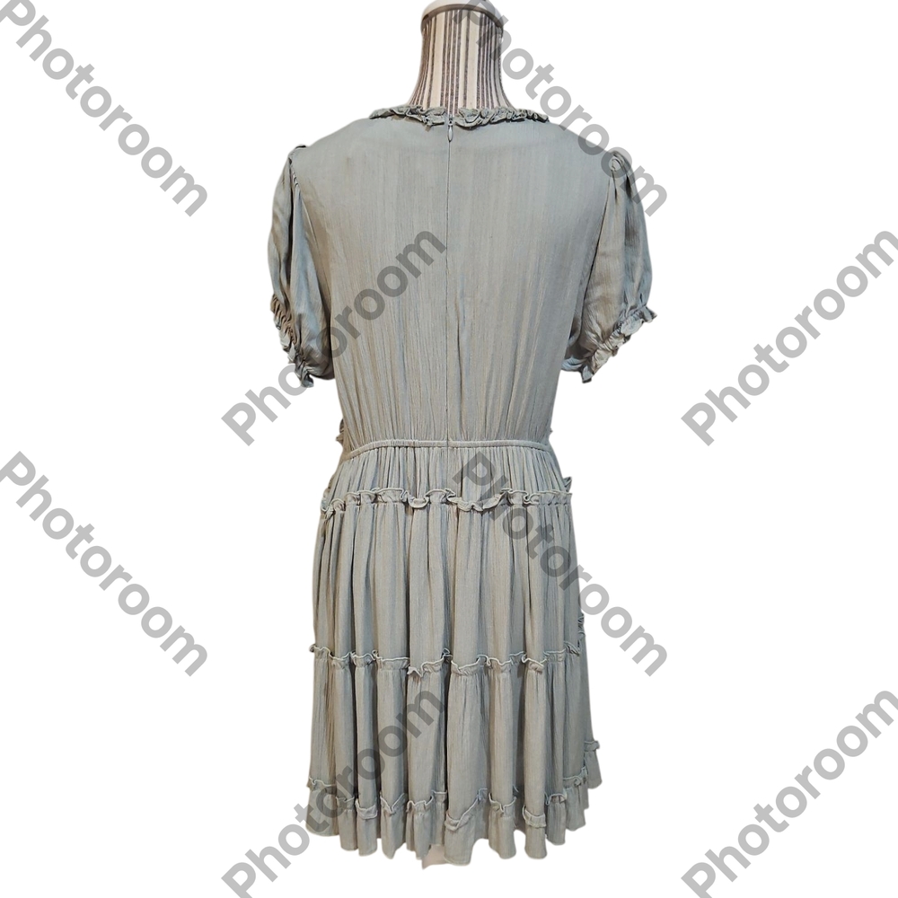 Justify Woman Green Women's Tiered Ruffles Fit&Flare Crinkle Mini Dress Size XL - Picture 6 of 14